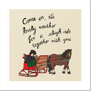Christmas sleigh ride - male couple Posters and Art